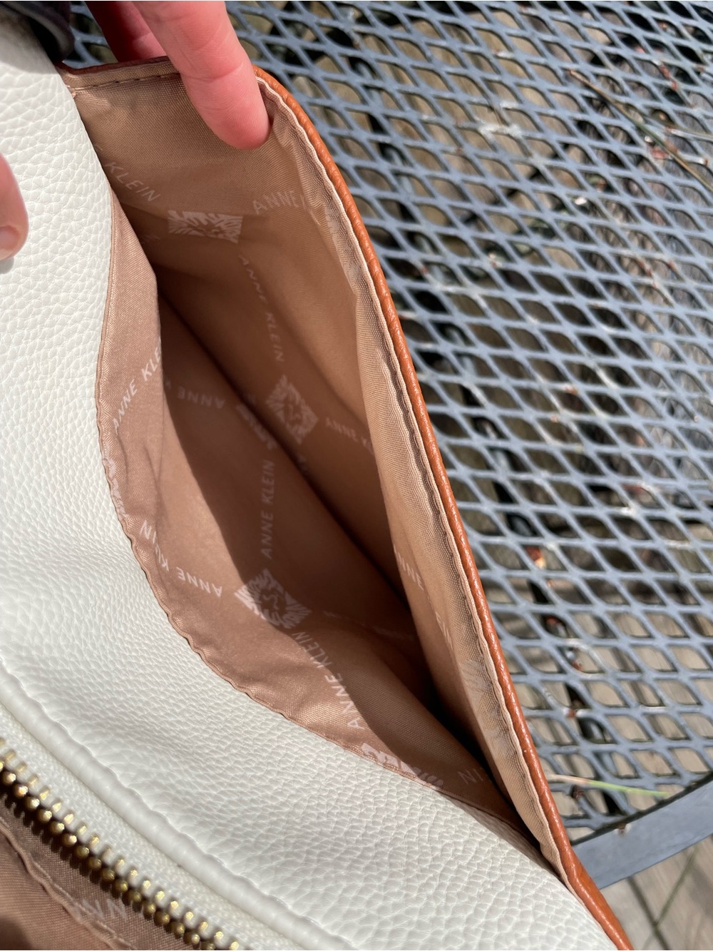 Anne Klein White and Orange Crossbody with Gold Accents - Picture 7 of 10